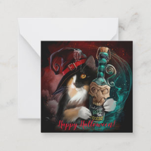 Carte De Correspondance Un sorcier de chat en trois tailles et une bouteil
