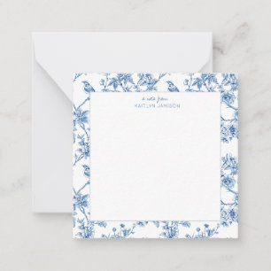 Carte De Correspondance Une note de Note bleue de chinoiserie florale