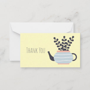 Carte De Correspondance Une théière moderne simple au pastel plante
