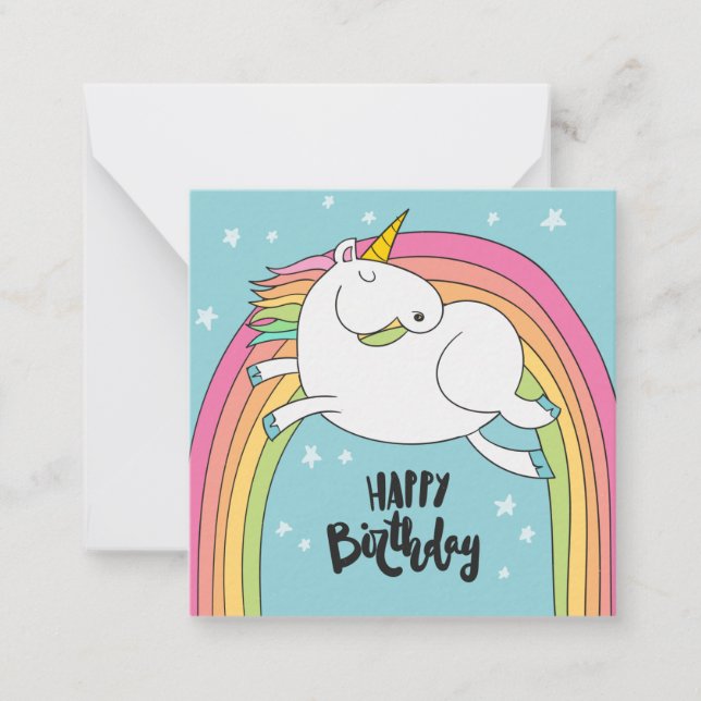 Carte De Correspondance Unicorn Joyeux anniversaire (Devant)