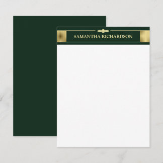 Carte De Correspondance Unique Minimaliste Emerald Vert Et Or Nom