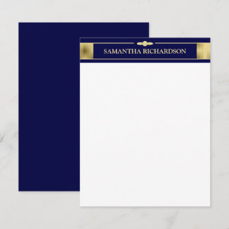 Carte De Correspondance Unique Minimaliste Marine Blue Et Gold Nom