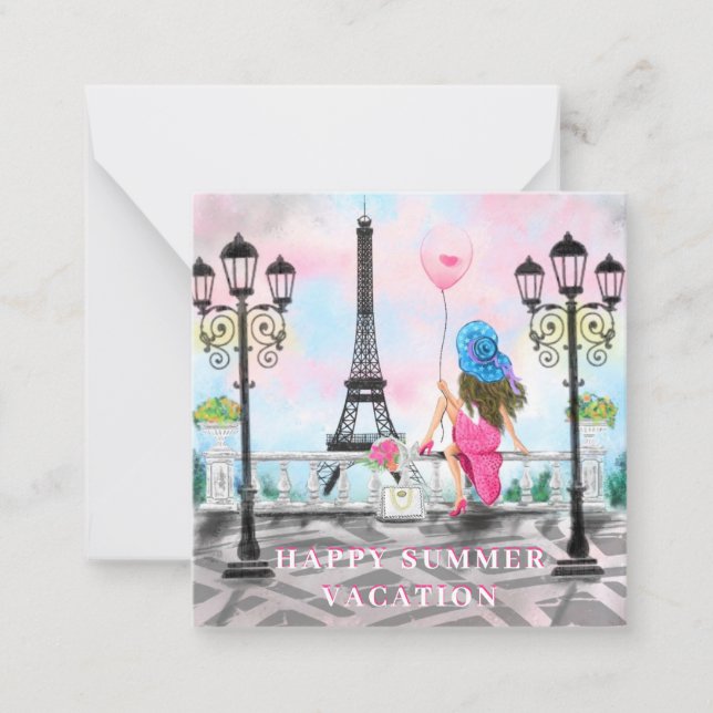 Carte De Correspondance Vacances d'été heureuses - J'aime Paris - Beau (Devant)