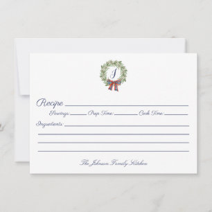 Carte De Correspondance Vacances Noël Couronne Monogramme Famille Recette