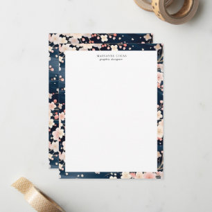 Carte De Correspondance Vagues de la marine Sakura Élégante florale