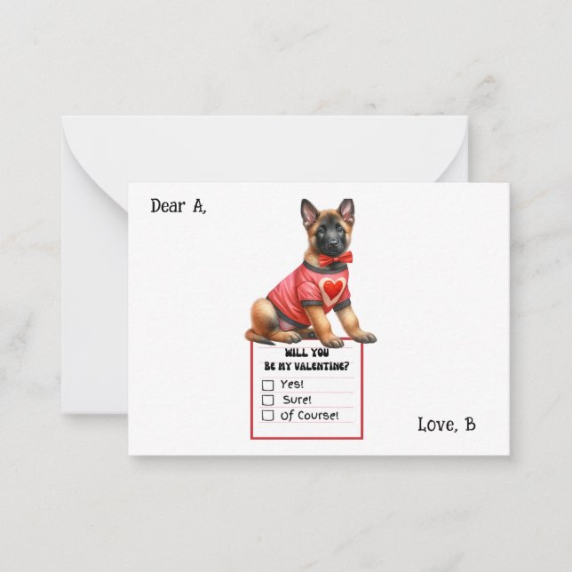 Carte De Correspondance Valentin personnalisable chiot berger allemand  (Devant)