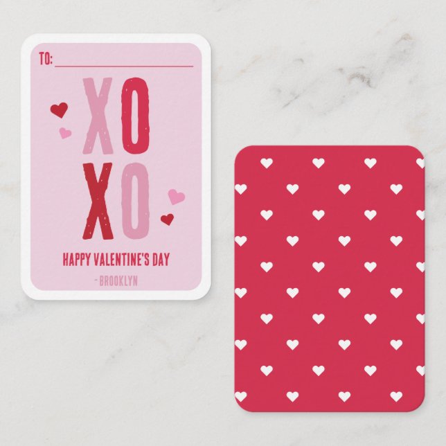 Carte De Correspondance Valentines en classe XOXO Simple (Devant / Derrière)