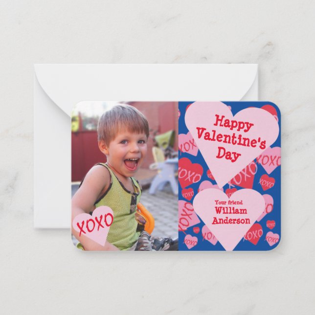 Carte De Correspondance Valentines Jour Photo Classe XOXO Chérie (Devant)