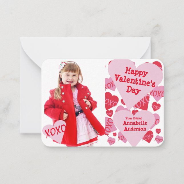 Carte De Correspondance Valentines Jour Photo Classe XOXO Chérie (Devant)