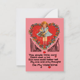 Carte De Correspondance Valentines vintages Salle de classe et couronne de