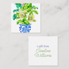 Carte De Correspondance Vase Chinoiserie Aquarelle avec boîtier de fleurs