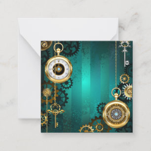 Carte De Correspondance Veille bijoux Steampunk sur un Arrière - plan vert