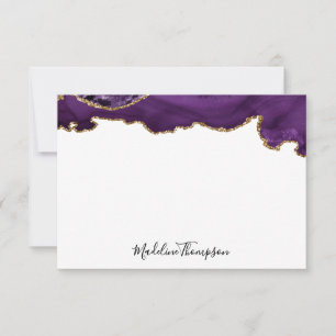 Carte De Correspondance Velvet Puple Gold Agate Géode Typographie de scrip