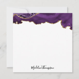 Carte De Correspondance Velvet Purple Gold Agate Géode Carré de script