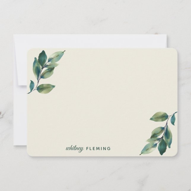 Carte De Correspondance Verdure personnalisée Aquarelle Sage Vert Feuilles (Devant)