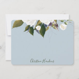 Carte De Correspondance Verdure personnalisée Feuille Aquarelle Bleu clair