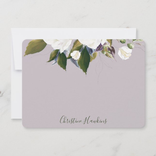 Carte De Correspondance Verdure personnalisée Feuille Aquarelle violet (Devant)