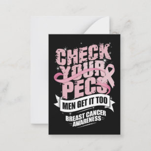 Carte De Correspondance Vérifiez votre Pecs Hommes Sensibilisation au canc