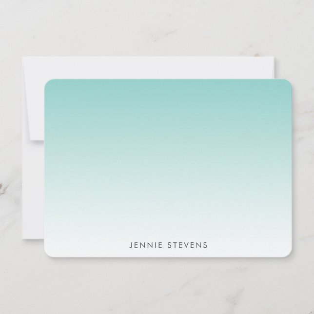 Carte De Correspondance Vert Menthe Ombré Personnalisé (Devant)