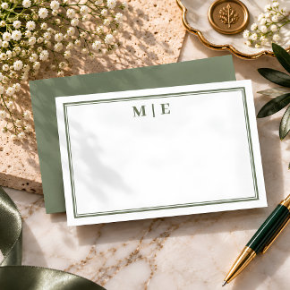 Carte De Correspondance Vert olive classique professionnel