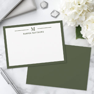 Carte De Correspondance Vert olive simple classique personnalisé