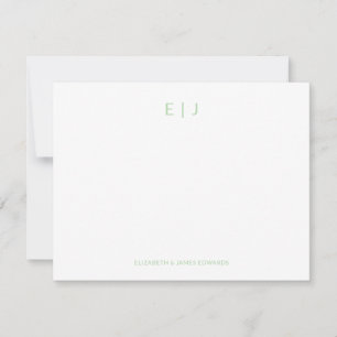 Carte De Correspondance Vert Sauge Minimal Couplelettres Personnalisées