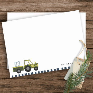 Carte De Correspondance Vert Vert Vert Ferme Tracteur Enfants N'importe qu