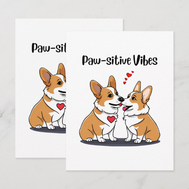 Carte De Correspondance Vibes Corgis en amour (Devant / Derrière)