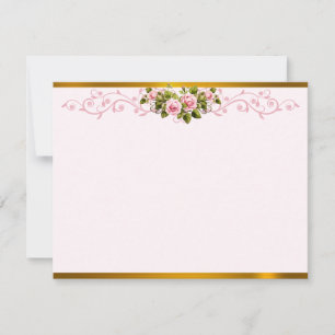 Carte De Correspondance Vignes tourbillonnantes roses romantiques Floral "