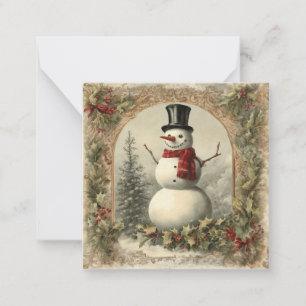 Carte De Correspondance Vintage Christmas Snowman