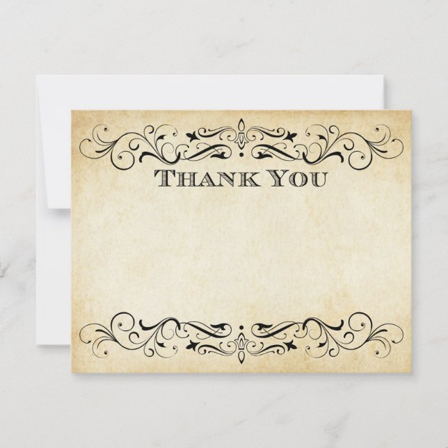 Carte De Correspondance Vintage Rustic Black Flourish Mariage (Devant)