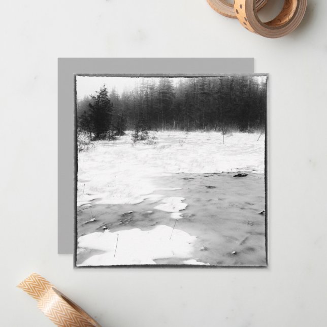 Carte De Correspondance Vintage Style Winter Photo Frozen Bog (Devant/Arrière en situation)