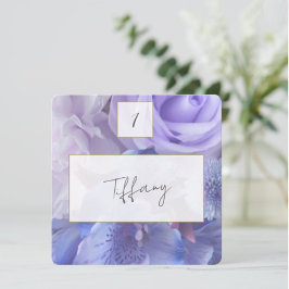 Carte De Correspondance Violet Blue Rose Place Setting Card