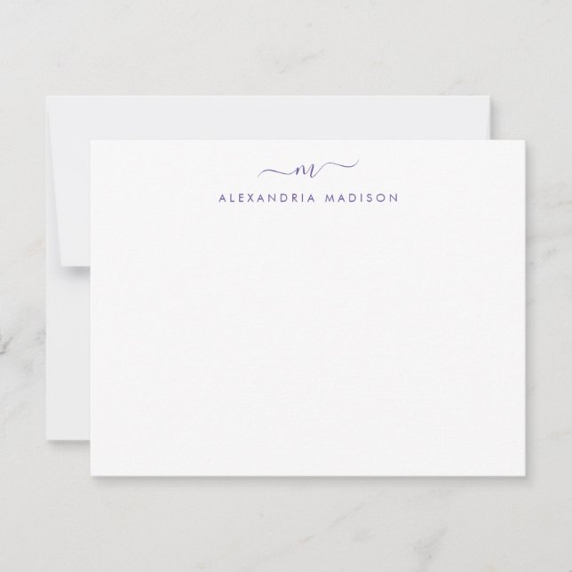 Carte De Correspondance Violet violet Script Monogramme Laver papeterie (Devant)