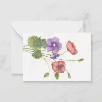 Carte De Correspondance Violets et pavots