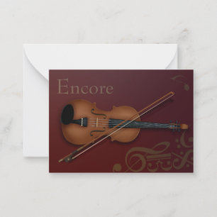 Carte De Correspondance Violon "Encore" & Bow Elegant Bourgogne Personnali
