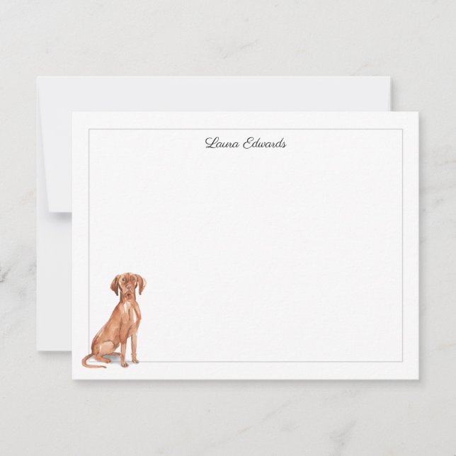 Carte De Correspondance Vizsla Dog Gray Border Personalized (Devant)