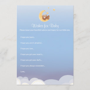 Carte De Correspondance Vœux de douche de bébé Teddy Bear Moon Baby pour b