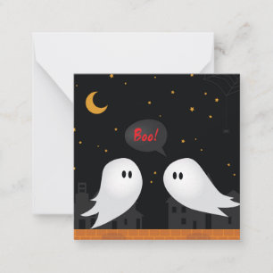 Carte De Correspondance Vœux d'Halloween, gentils fantômes en ville