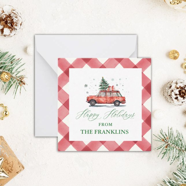 Carte De Correspondance Voiture rouge de Noël personnalisée avec boîtier e (Créateur téléchargé)