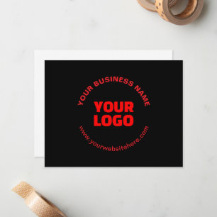 Carte De Correspondance Votre logo et texte circulaire modifiable, rouge o