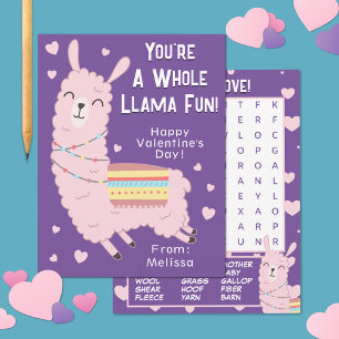 Carte De Correspondance Vous êtes une toute Llama Fun Classroom Valentine'