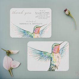 Carte De Correspondance Watercolor Classic Hummingbird Memorial Merci