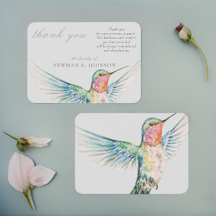 Carte De Correspondance Watercolor Classic Hummingbird Memorial Merci
