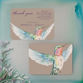 Carte De Correspondance Watercolor Classic Hummingbird Memorial Merci