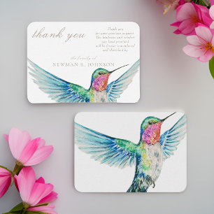 Carte De Correspondance Watercolor Classic Hummingbird Memorial Merci
