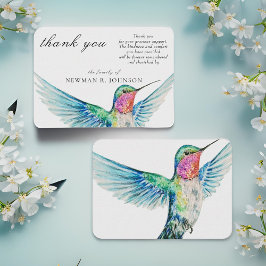Carte De Correspondance Watercolor Classic Hummingbird Memorial Merci