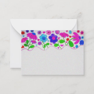 Carte De Correspondance Watercolor Floral Garden Border Flat Note Card