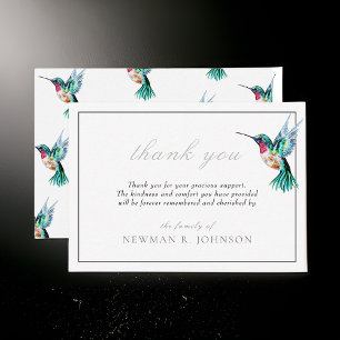 Carte De Correspondance Watercolor Hummingbird Funeral Memorial Merci