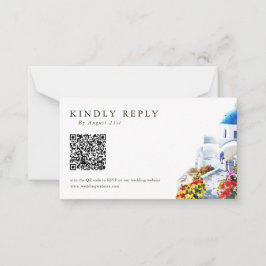 Carte De Correspondance Watercolor Illustration QR Code Wedding RSVP Cards